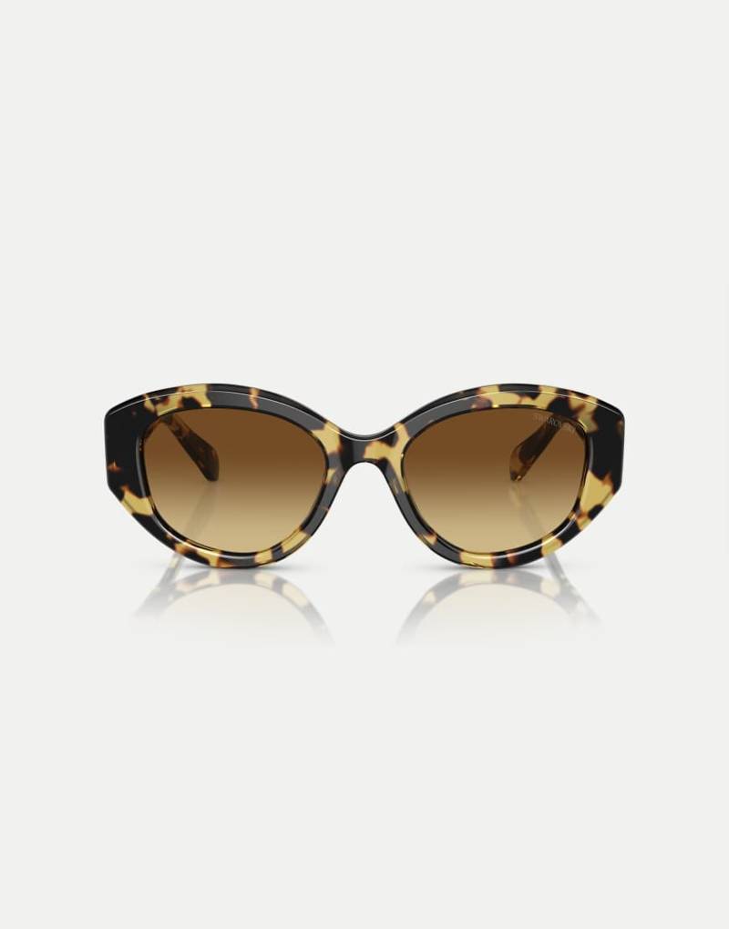 Swarovski - Sk6005 - Unregelmäßig geformte Sonnenbrille in Medium-Havana mit braunen Gläsern von Swarovski
