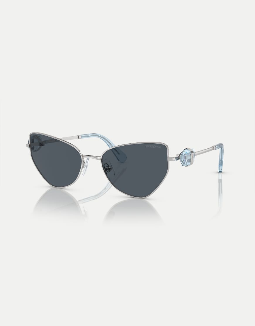 Swarovski - Sk7003 - Unregelmäßig geformte Sonnenbrille in Silber mit Gläsern in Grau von Swarovski
