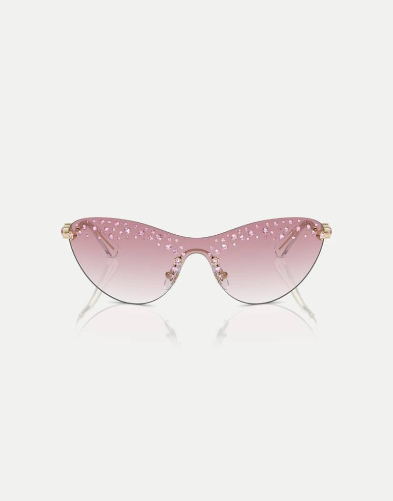 Swarovski - Sk7023 - Unregelmäßig geformte Sonnenbrille in Blassgold mit rosa Gläsern-Goldfarben von Swarovski