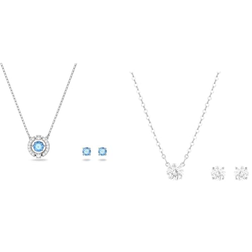 Swarovski Sparkling Dance Set, Rund, Blau, Rhodiniert & Attract Set, Rundschliff, Weiß, Rhodiniert von Swarovski