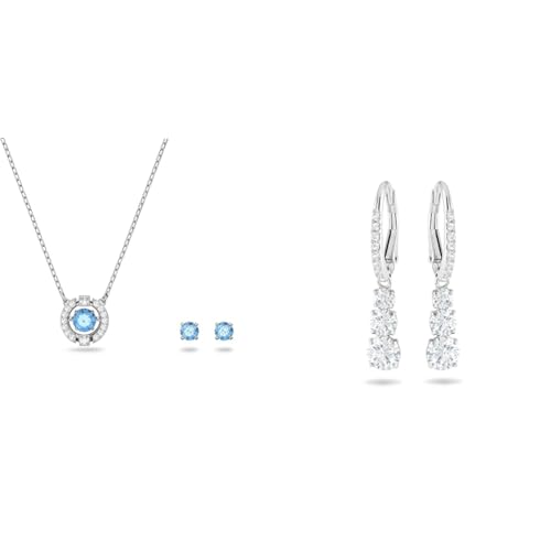 Swarovski Sparkling Dance Set, Rund, Blau, Rhodiniert & Attract Trilogy Ohrringe, Weiss, Rhodiniert von Swarovski