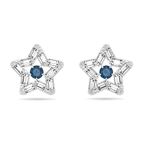 Swarovski Stella Ohrringe, Rhodinierte Ohrstecker mit Strahlenden Weißen und Blauen Kristallen Swarovski Stella Ohrringe, Rhodinierte Ohrstecker mit Strahlenden Weißen und Blauen Kristallen von Swarovski