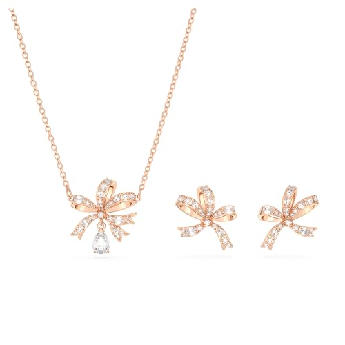 Swarovski Volta Set, Rosé Vergoldete Halskette und Ohrringe mit Strahlenden Weißen Swarovski Kristallen von Swarovski