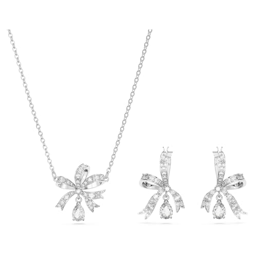 Swarovski Volta Set, Rhodinierte Halskette und Ohrringe mit Schleifen-Motiv und Strahlenden Weißen Swarovski Kristallen von Swarovski