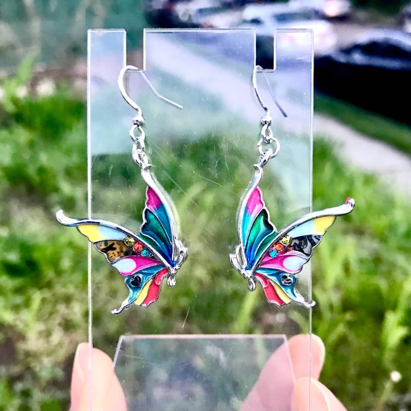 Regenbogen Schmetterling Ohrringe, Sommer Schmuck von Lacydesighns