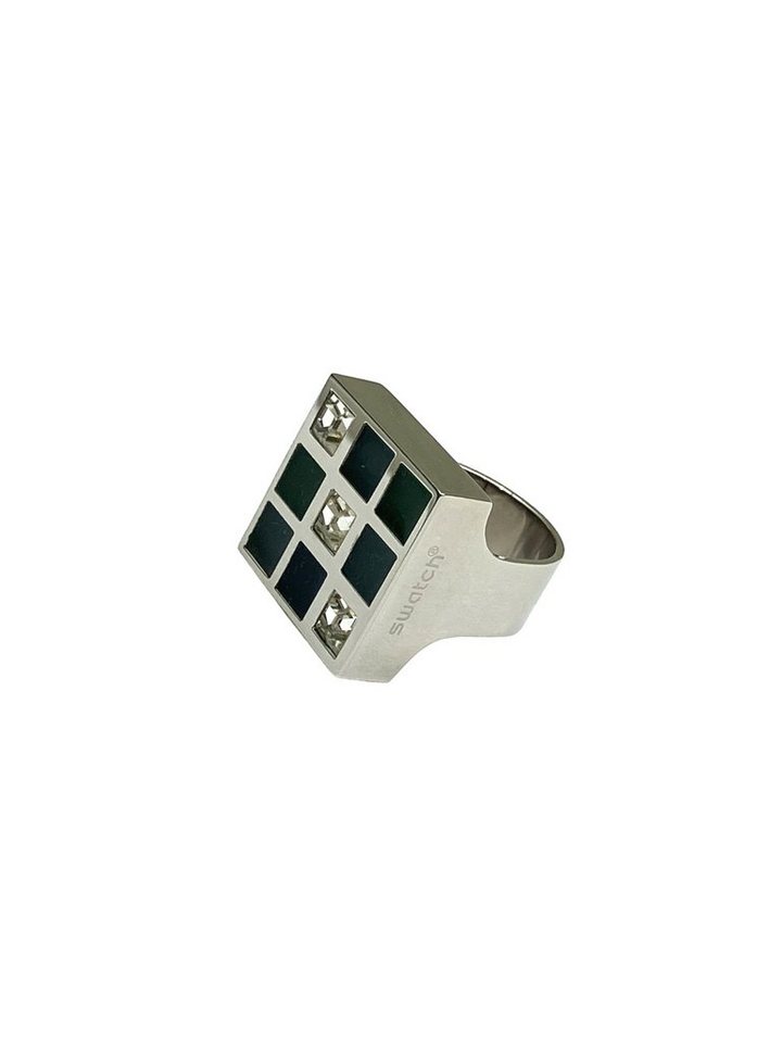 Swatch Bijoux Fingerring JRS0007-5, Pastellfarbenes Cube Design im Gittermuster von Swatch Bijoux