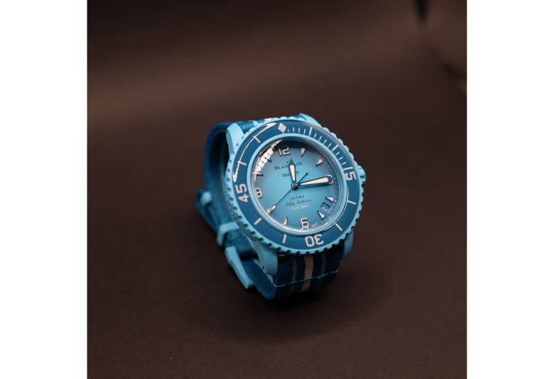 Swatch Automatikuhr Swatch X Blancpain Blue Lagoon FIFTY FATHOMS Bioceramic Scuba von Swatch