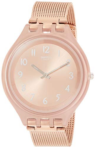 Swatch Damen Analog Quarz Uhr mit Edelstahl Armband SVUP100M von Swatch