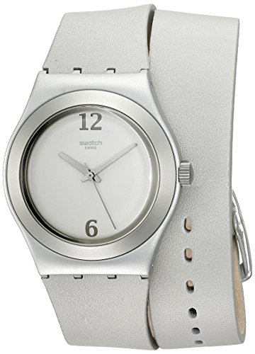 Swatch Damen Analog Quarz Uhr mit Leder Armband YLS1033 von Swatch