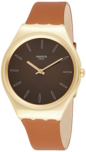 Swatch Damen Analog Schweizer Quarz Uhr mit Echtes Leder Armband SYXG104 von Swatch