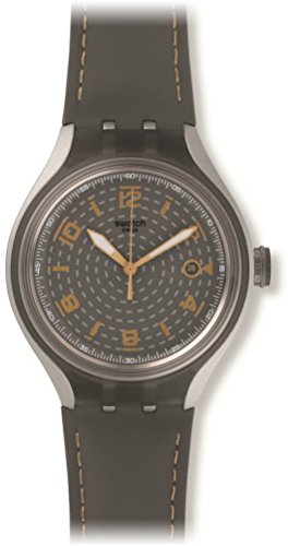 Swatch Herren Analog Quarz Uhr mit Leder Armband YES4007 von Swatch