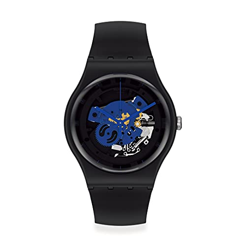 Swatch Uhr Neue Gent Biokeramik lackiert SO32B109 ZEIT zu Blau Groß, Gurt von Swatch
