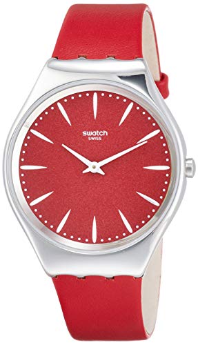 Swatch Unisex Erwachsene Analog Quarz Uhr mit Leder Armband SYXS119 von Swatch