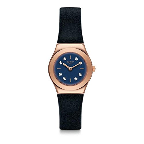 Swatch Unisex Erwachsene Analog Quarz Uhr mit Leder Armband YSG152 von Swatch