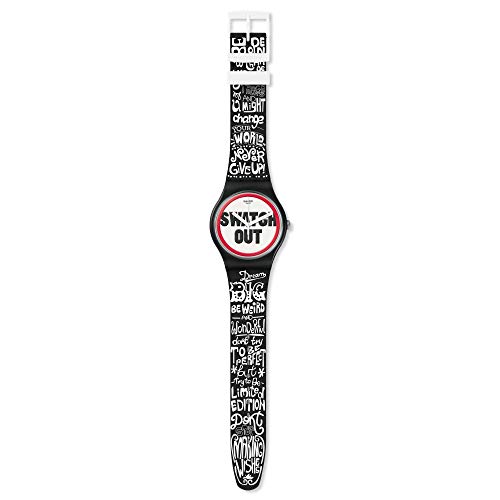 Swatch Unisex Erwachsene Analog Quarz Uhr mit Silikon Armband SUOB160 von Swatch