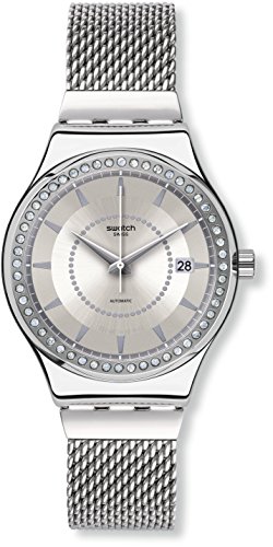 Swatch Unisex Erwachsene Datum klassisch Automatik Uhr mit Edelstahl Armband YIS406GA von Swatch