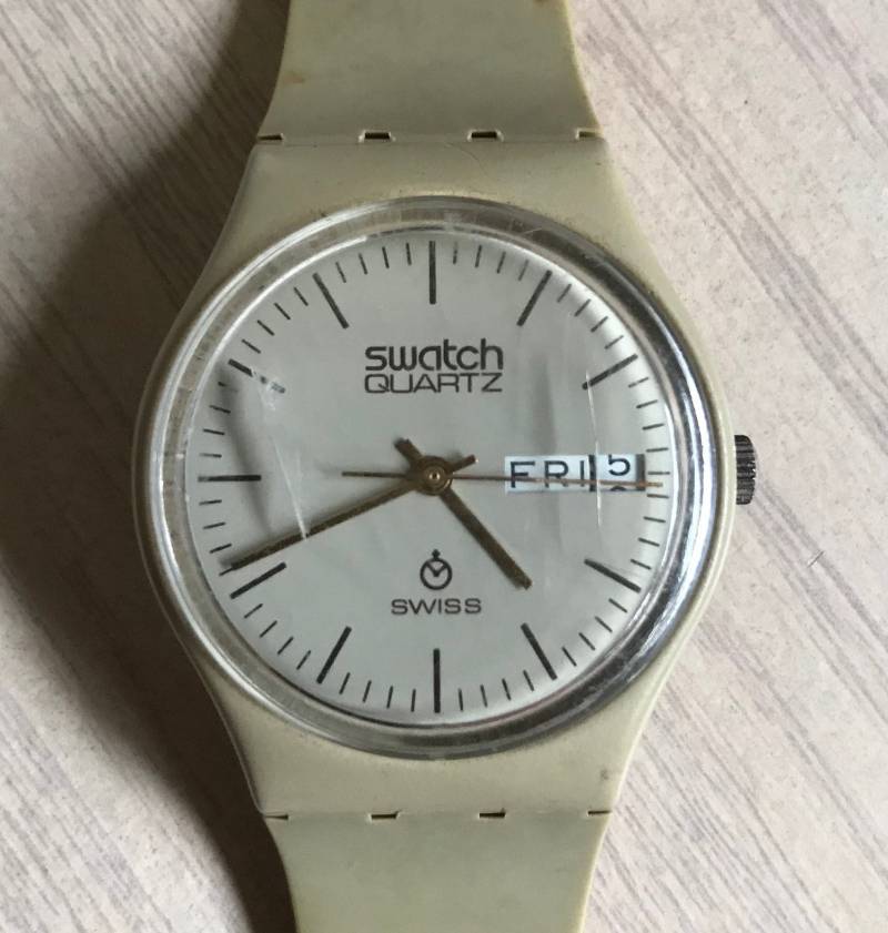 Seltene, Vintage 1983 Swatch Uhr Gt702Fhl Gt702 Fachhandellogo, 7 Loch Armband von SwatchHound