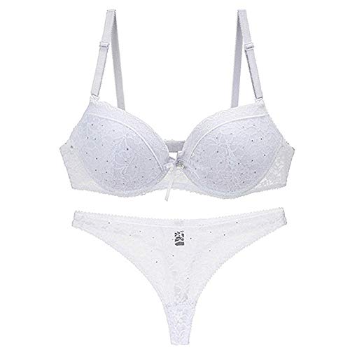 Swbreety Damen Dessous Sexy Push Up Spitze BH Unterwäsche Bikini Höschen Set - Wei� - 70A von Swbreety