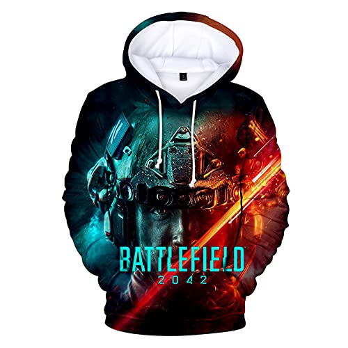 Battlefield 2042 Hoodie Herren Mit Tasche, Hoodies Pullover Unisex Langarm Sweatshirt 3D Style, Cosplay Kleidung Spiel Hoodies von Kinsea