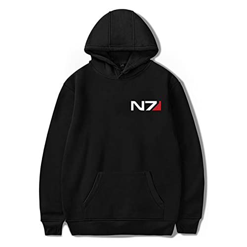 Swdan Mass Effect N7 Hoodies Herren,Langarm Hoodie Männer Schwarz,Cosplay Hoodie Damen Hoody Pullover Herren Oversize von Kinsea