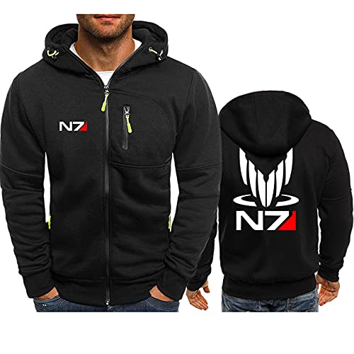 Swdan Mass Effect N7 Kapuzenjacke Herren Mit Reißverschluss,Herbst und Winter Plus Fleecejacke Herren Zipper Hoody Pullover von Swdan