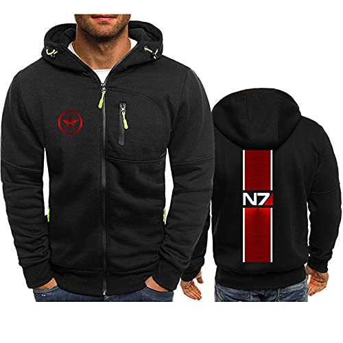 Swdan Mass Effect N7 Kapuzenjacke Herren Mit Reißverschluss,Herbst und Winter Plus Fleecejacke Herren Zipper Hoody Pullover von Swdan