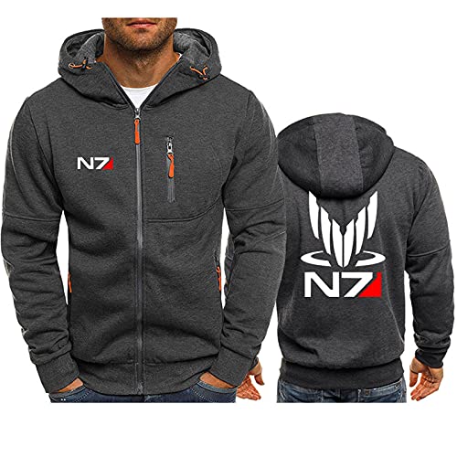 Swdan Mass Effect N7 Kapuzenjacke Herren Mit Reißverschluss,Herbst und Winter Plus Fleecejacke Herren Zipper Hoody Pullover von Kinsea