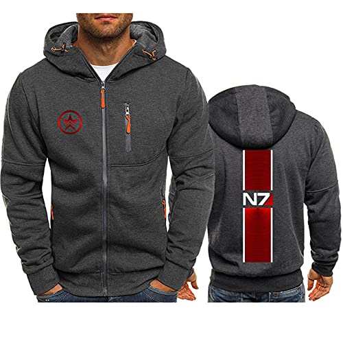 Swdan Mass Effect N7 Kapuzenjacke Herren Mit Reißverschluss,Herbst und Winter Plus Fleecejacke Herren Zipper Hoody Pullover von Kinsea
