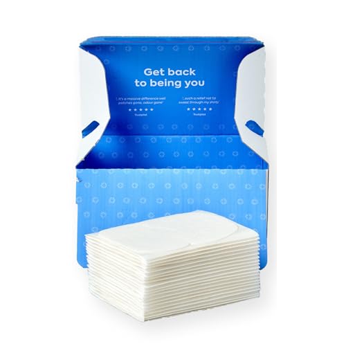 SWEAT GUARD® 40 Stück Einweg-Schweißpads für Damen & Herren Maximaler Transpirantschutz Anti-Schweißpads für trockene Achseln Hält Achselhöhlen und Kleidung trocken, selbstklebend, 9,5 cm x 11,5 cm. von Sweat Guard