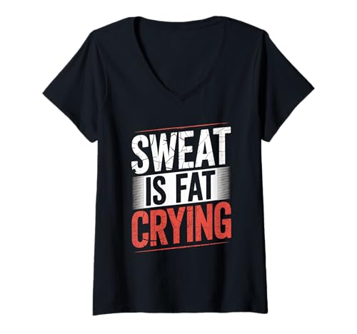 Damen Sweat Is Fat Crying Lustiges Gewichtheben T-Shirt mit V-Ausschnitt Damen Sweat Is Fat Crying Lustiges Gewichtheben T-Shirt mit V-Ausschnitt von Sweat Is Fat Crying Funny Bodybuilder Workout