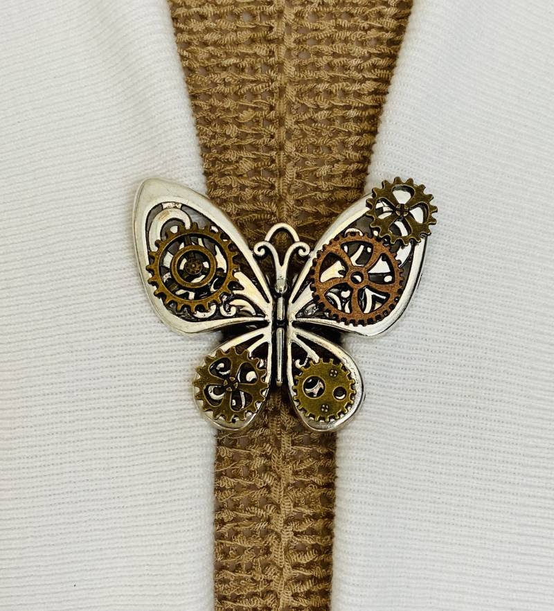 Pullover Clips Silber Steampunk Schmetterling Clip Groß Schal Cardigan Spange Brosche Cosplay Cloak Fastener Geschenke Für Sie von SweaterClipsGalore
