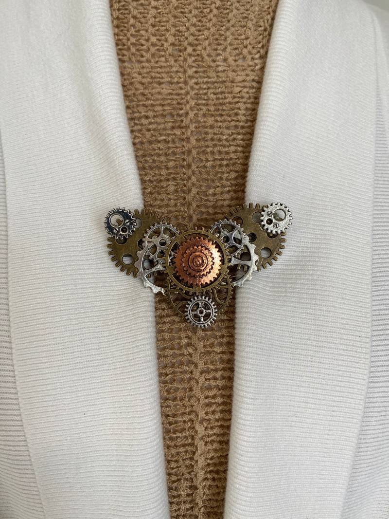 Pullover Clips Steampunk Herz Clip Schal Spange Strickjacke Brosche Cosplay Umhang Verschluss Geschenke Für Sie von SweaterClipsGalore