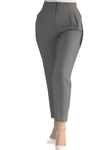 SweatyRocks Anzughose Damen High Waist Bundfaltenhose Elegante Hose Mit Taschen Business Outfit Winterhose Freizeithose 7/8 Hose Stretch Grau XXL SweatyRocks Anzughose Damen High Waist Bundfaltenhose Elegante Hose Mit Taschen Business Outfit Winterhose Freizeithose 7/8 Hose Stretch Grau XXL von SweatyRocks