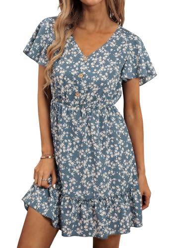 SweatyRocks Blumenkleid Damen Elegant A Linien Kleid Boho Kleid Sommerkleid Mit V Ausschnitt Freizeitkleid Rüschenkleid Strandkleid Graublau M SweatyRocks Blumenkleid Damen Elegant A Linien Kleid Boho Kleid Sommerkleid Mit V Ausschnitt Freizeitkleid Rüschenkleid Strandkleid Graublau M von SweatyRocks