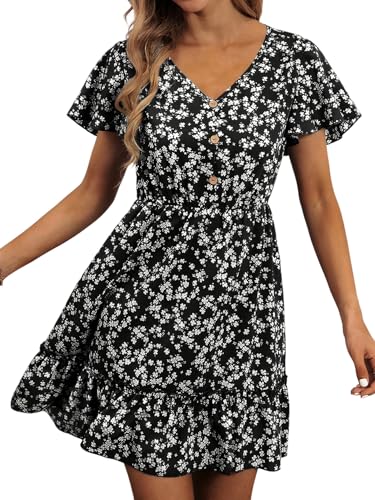 SweatyRocks Blumenkleid Damen Elegant A Linien Kleid Boho Kleid Sommerkleid Mit V Ausschnitt Freizeitkleid Rüschenkleid Strandkleid Schwarz S SweatyRocks Blumenkleid Damen Elegant A Linien Kleid Boho Kleid Sommerkleid Mit V Ausschnitt Freizeitkleid Rüschenkleid Strandkleid Schwarz S von SweatyRocks
