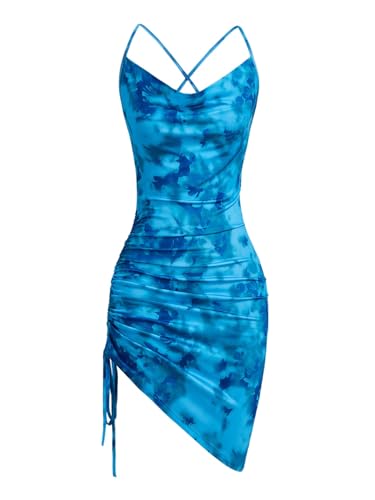 SweatyRocks Blumenkleid Damen Hochzeit Minikleid Sommer Rückenfrei Spaghettiträger Kleid Sommerkleid Enges Strandkleid Trägerkleid Partykleid Blau M SweatyRocks Blumenkleid Damen Hochzeit Minikleid Sommer Rückenfrei Spaghettiträger Kleid Sommerkleid Enges Strandkleid Trägerkleid Partykleid Blau M von SweatyRocks