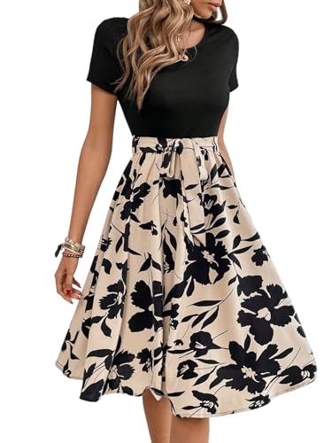 SweatyRocks Blusenkleid Damen Sommer Midikleid Mit Blumen Sommerkleid Strandkleider Knielang Blumenkleid A Linie Boho Kleid Mit Gürtel Aprikosenfarben L SweatyRocks Blusenkleid Damen Sommer Midikleid Mit Blumen Sommerkleid Strandkleider Knielang Blumenkleid A Linie Boho Kleid Mit Gürtel Aprikosenfarben L von SweatyRocks
