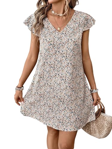 SweatyRocks Boho Kleid Damen Kurz Sommerkleid Mit Spitze Minikleid Strandkleid Tunika Kleid V Ausschnitt Blumenkleid Beige XL SweatyRocks Boho Kleid Damen Kurz Sommerkleid Mit Spitze Minikleid Strandkleid Tunika Kleid V Ausschnitt Blumenkleid Beige XL von SweatyRocks