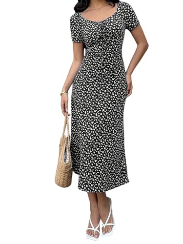 SweatyRocks Boho Kleid Damen Lang Sommer Maxikleider Blumenkleid Hochzeitgast Sommerkleid Mit Blumen Freizeitkleider Strandkleider Schwarz L SweatyRocks Boho Kleid Damen Lang Sommer Maxikleider Blumenkleid Hochzeitgast Sommerkleid Mit Blumen Freizeitkleider Strandkleider Schwarz L von SweatyRocks