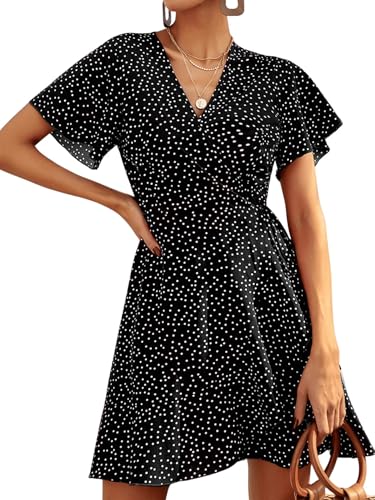 SweatyRocks Damen A-Linie Sommerkleid mit Polka Dots Strandkleid Volant Ärmel V Ausschnitt Bohokleid Kurz Kleid Freizeitkleid Schwarz XXL SweatyRocks Damen A-Linie Sommerkleid mit Polka Dots Strandkleid Volant Ärmel V Ausschnitt Bohokleid Kurz Kleid Freizeitkleid Schwarz XXL von SweatyRocks