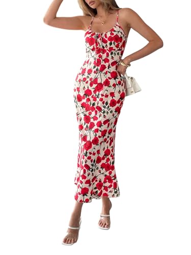 SweatyRocks Damen Floral Sommerkleid Elegant Kleid mit Blumenmuster Midikelid Spaghettiträger Trägerkleid Ärmelloses Strandkleid Urlaubkleid Weiß XS SweatyRocks Damen Floral Sommerkleid Elegant Kleid mit Blumenmuster Midikelid Spaghettiträger Trägerkleid Ärmelloses Strandkleid Urlaubkleid Weiß XS von SweatyRocks