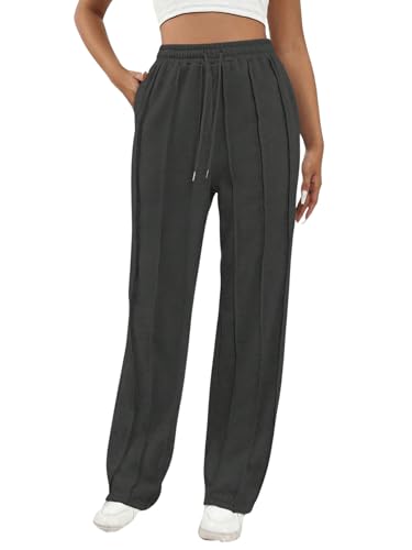 SweatyRocks Damen Jogginghose Lang Sporthose Mit Taschen Sweathose Freizeithose Mit Kordelzug Trainingshose Locker Hose Mit Weitem Bein Dunkelgrau M SweatyRocks Damen Jogginghose Lang Sporthose Mit Taschen Sweathose Freizeithose Mit Kordelzug Trainingshose Locker Hose Mit Weitem Bein Dunkelgrau M von SweatyRocks