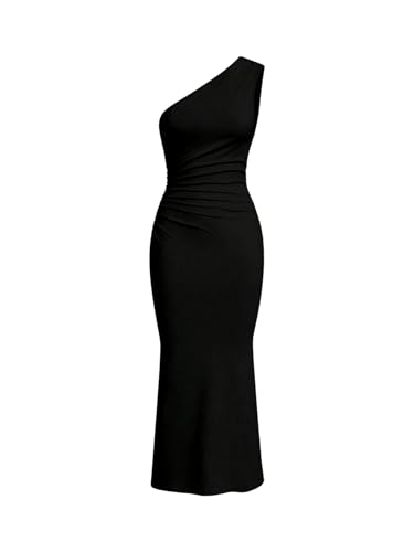 SweatyRocks Damen Kleid Elegant Maxikleid Lang Bleistiftkleider Bodycon Fishtail Kleid Gerafftes Kleid mit Asymmetrischem Ausschnitt Schwarz M SweatyRocks Damen Kleid Elegant Maxikleid Lang Bleistiftkleider Bodycon Fishtail Kleid Gerafftes Kleid mit Asymmetrischem Ausschnitt Schwarz M von SweatyRocks