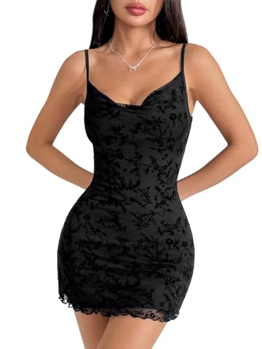 SweatyRocks Damen Kleid Geblümt Sommerkleider Mesh Kleider Spaghettiträger Minikleid Samt Partykleider Rückenfrei Freizeitkleider Cami Bleistiftkleid Schwarz M SweatyRocks Damen Kleid Geblümt Sommerkleider Mesh Kleider Spaghettiträger Minikleid Samt Partykleider Rückenfrei Freizeitkleider Cami Bleistiftkleid Schwarz M von SweatyRocks