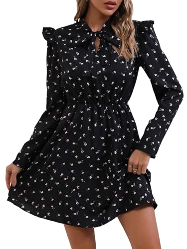 SweatyRocks Damen Kleid Kurze Herbstkleid Blümchenmuster Kleider Langarm Minikleid mit Rüschen Elegant Damenkleider Blumenkleid Freizeitkleid Schwarz XXL SweatyRocks Damen Kleid Kurze Herbstkleid Blümchenmuster Kleider Langarm Minikleid mit Rüschen Elegant Damenkleider Blumenkleid Freizeitkleid Schwarz XXL von SweatyRocks