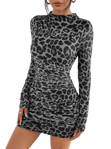 SweatyRocks Damen Kleid Leopardenmuster Minikleid Langarm Sommerkleider Gerafftes Meshkleid Elegant Kleider Bodycon Freizeitkleider Kurz Bleistiftkleid Grau L SweatyRocks Damen Kleid Leopardenmuster Minikleid Langarm Sommerkleider Gerafftes Meshkleid Elegant Kleider Bodycon Freizeitkleider Kurz Bleistiftkleid Grau L von SweatyRocks