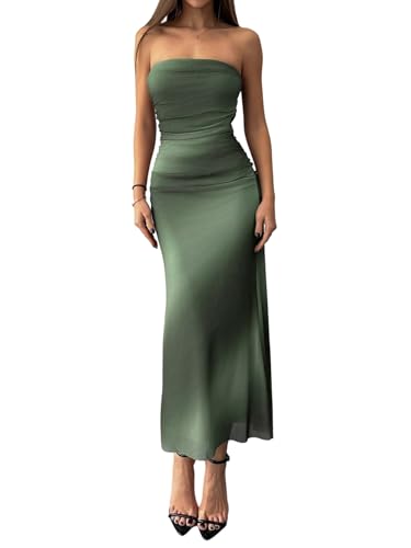 SweatyRocks Damen Kleider Bandeau Sommerkleider Trägerloses Partykleid Bodycon Tube-Urlaubkleid Ärmellose Freizeitkleid Langes Kleid Meshkleid Grün S SweatyRocks Damen Kleider Bandeau Sommerkleider Trägerloses Partykleid Bodycon Tube-Urlaubkleid Ärmellose Freizeitkleid Langes Kleid Meshkleid Grün S von SweatyRocks