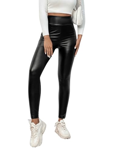 SweatyRocks Damen Kunstleder Leggings High Waist Pu Leder Leggings Stretch Legging Herbst Winter Leggins Leggings Mit Weitem Bund Party Outfit Schwarz L SweatyRocks Damen Kunstleder Leggings High Waist Pu Leder Leggings Stretch Legging Herbst Winter Leggins Leggings Mit Weitem Bund Party Outfit Schwarz L von SweatyRocks