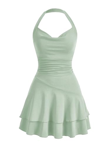 SweatyRocks Damen Minikleid A Linie Kleid Neckholder Kleider mit Rüschen Ärmelloses Mehrschichtiges Trägerkleid Freizeitkleid Minzgrün M SweatyRocks Damen Minikleid A Linie Kleid Neckholder Kleider mit Rüschen Ärmelloses Mehrschichtiges Trägerkleid Freizeitkleid Minzgrün M von SweatyRocks
