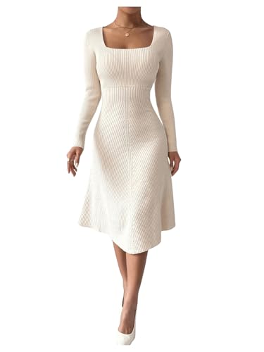 SweatyRocks Damen Pulloverkleid Casual Sweaterkleid Langarm Kleid Strickleid A-Linie Freizeitkleid Winterkleid Midikleid Aprikosenfarben L SweatyRocks Damen Pulloverkleid Casual Sweaterkleid Langarm Kleid Strickleid A-Linie Freizeitkleid Winterkleid Midikleid Aprikosenfarben L von SweatyRocks